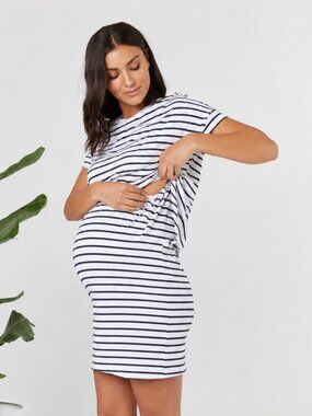 Bae the Label Striped Mini Maternity Dress Size Medium Designed in Australia (m)